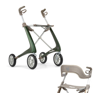 British Racing Green byACRE Ultralight Rollator with Backrest Bundle