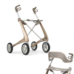Champagne Gold byACRE Ultralight Rollator with Backrest Bundle