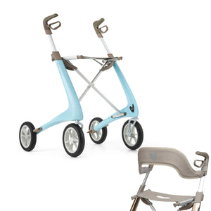 Morning Blue byACRE Ultralight Rollator with Backrest Bundle