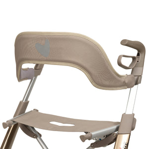 Close-up of the byACRE Ultralight padded backrest showing the reflective heart.