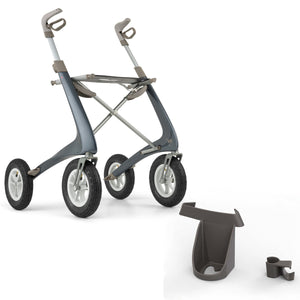 Midnight Blue byACRE Overland Rollator with Cane Holder Bundle