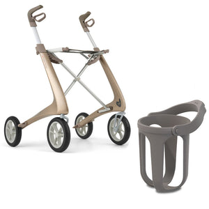 byACRE Ultralight Champagne Gold Walker with Cup Holder Bundle