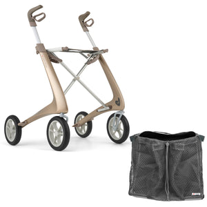 Champagne Gold byACRE Ultralight Rollator with grocery bag Bundle