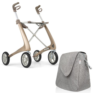 Champagne Gold byACRE Ultralight Rollator with weekend bag Bundle