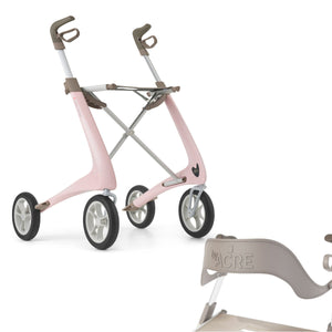 Pale Rose byACRE Ultralight Rollator with backrest Bundle