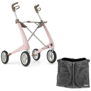 Pale Rose byACRE Ultralight Rollator with grocery bag Bundle