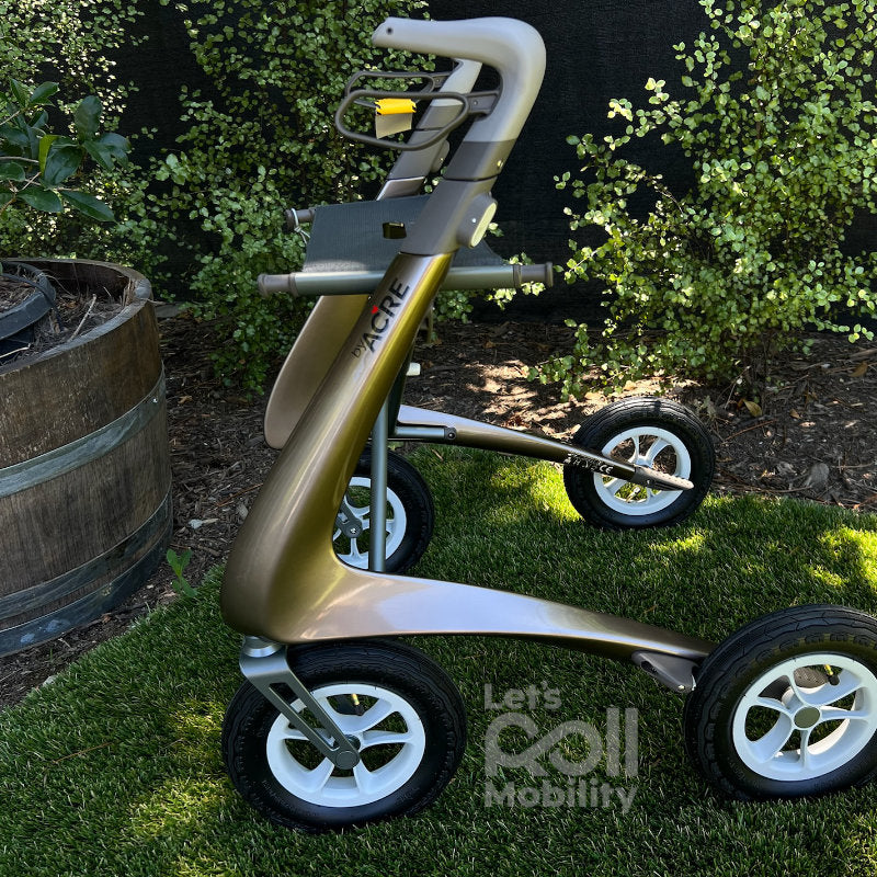 Bentley Brown byACRE Carbon Overland rollator in the shade