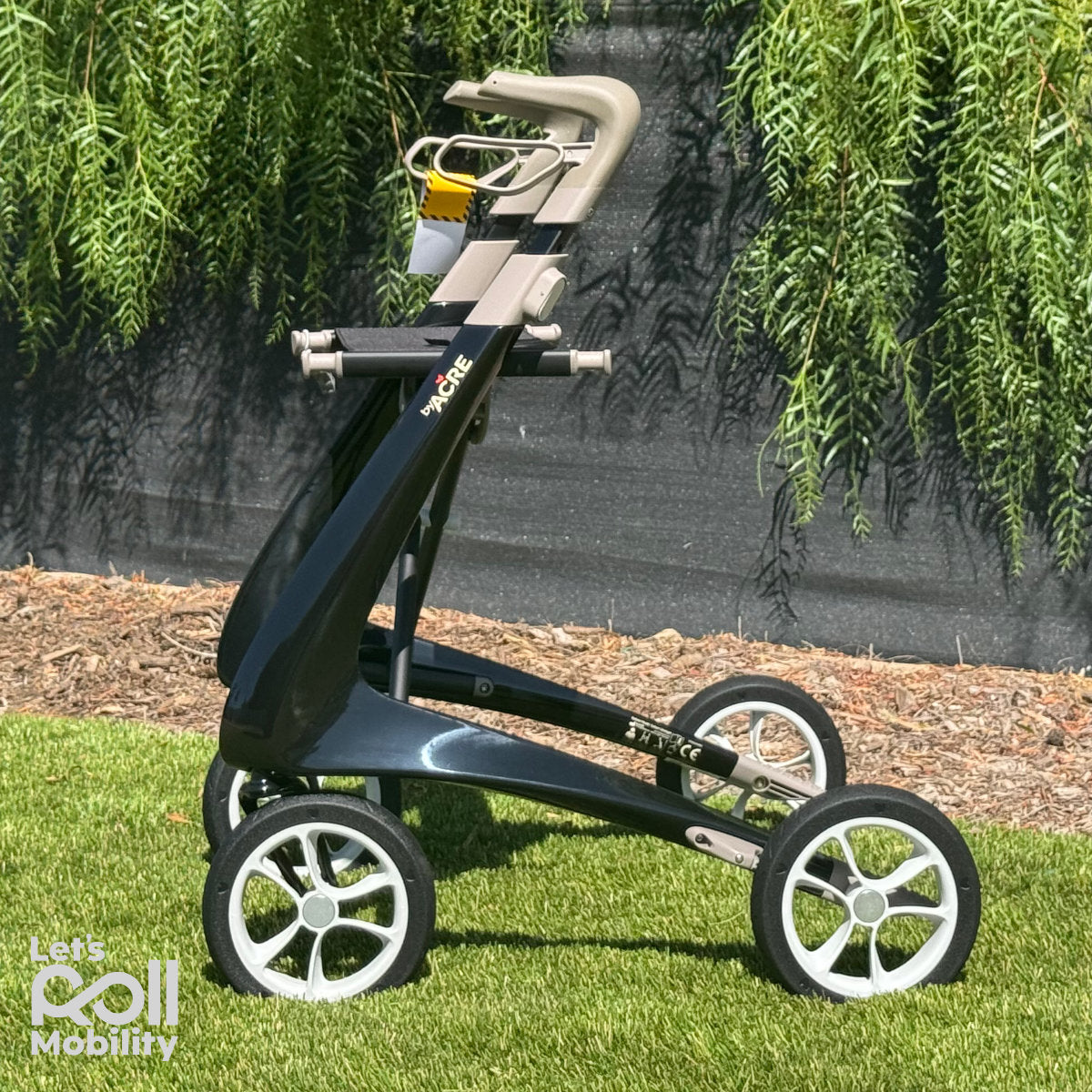 Carbon Black byACRE Ultralight rollator in direct sunlight