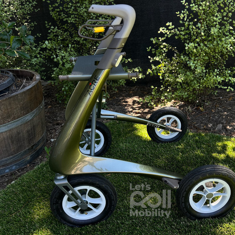 Defender Green byACRE Carbon Overland rollator in the shade