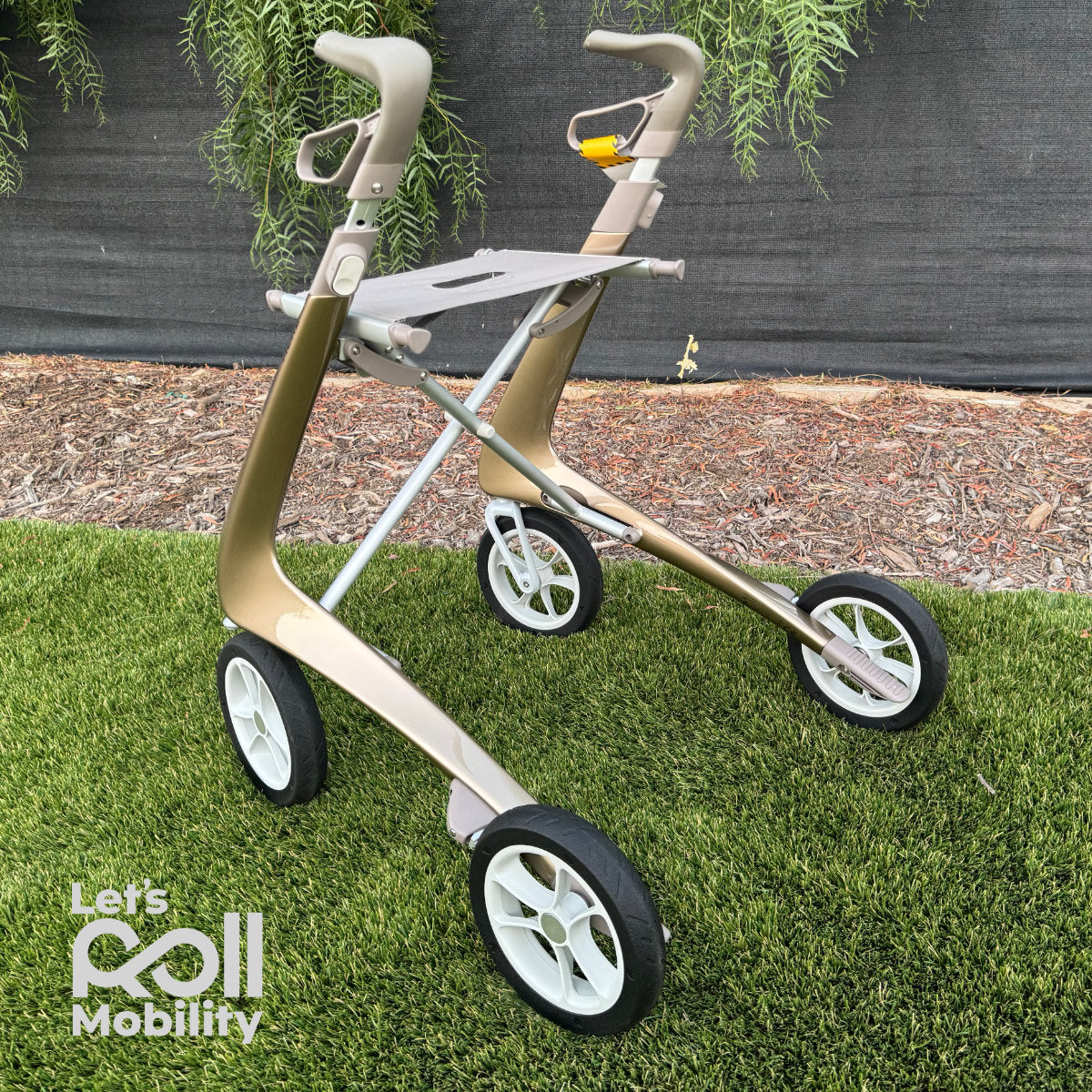 Champagne Gold byACRE Ultralight rollator close up in shade