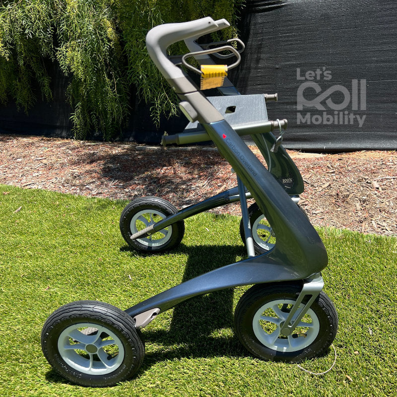 Midnight Blue byACRE Carbon Overland rollator in direct sunlight