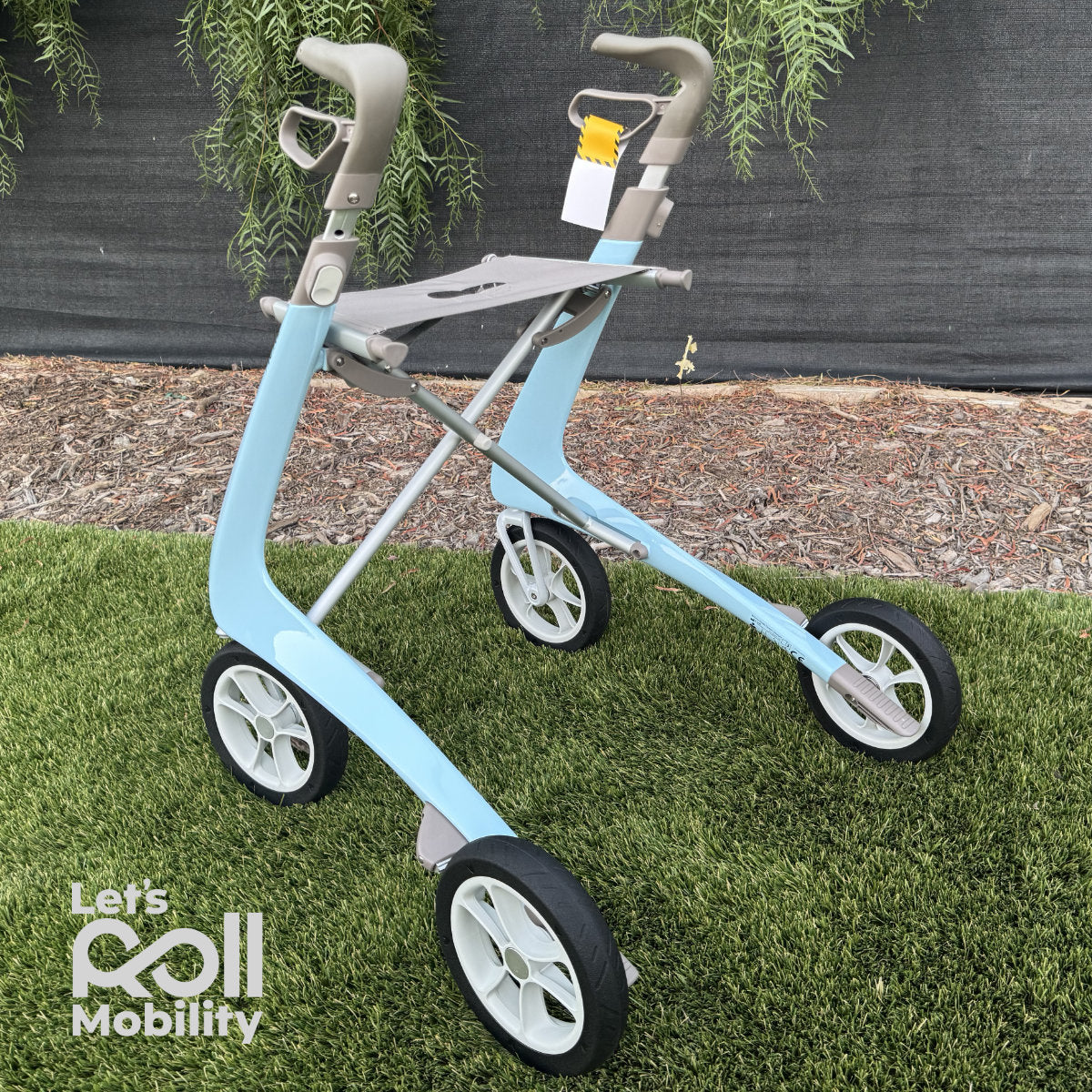 Morning Blue byACRE Ultralight rollator close up in shade