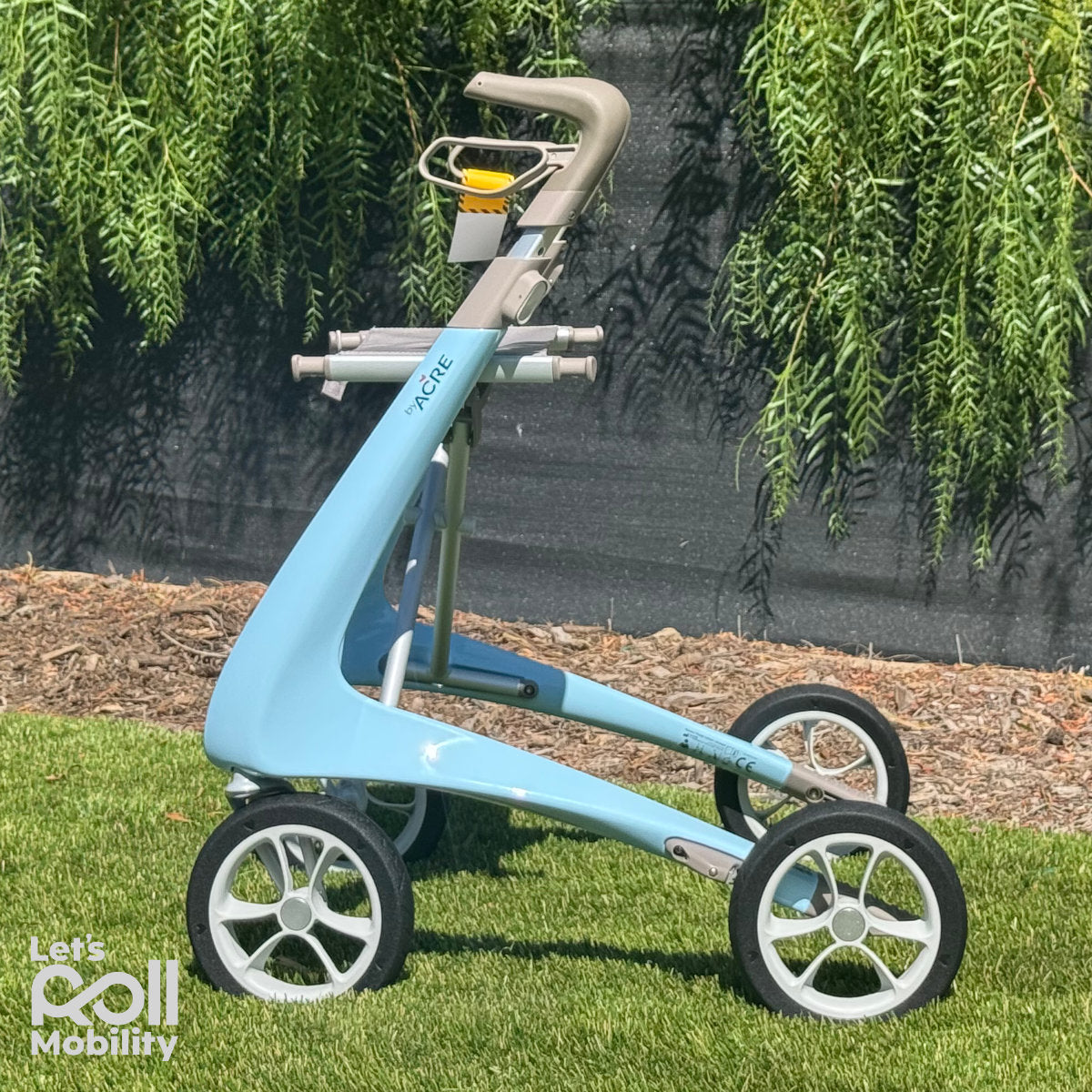Morning Blue byACRE Ultralight rollator in direct sunlight