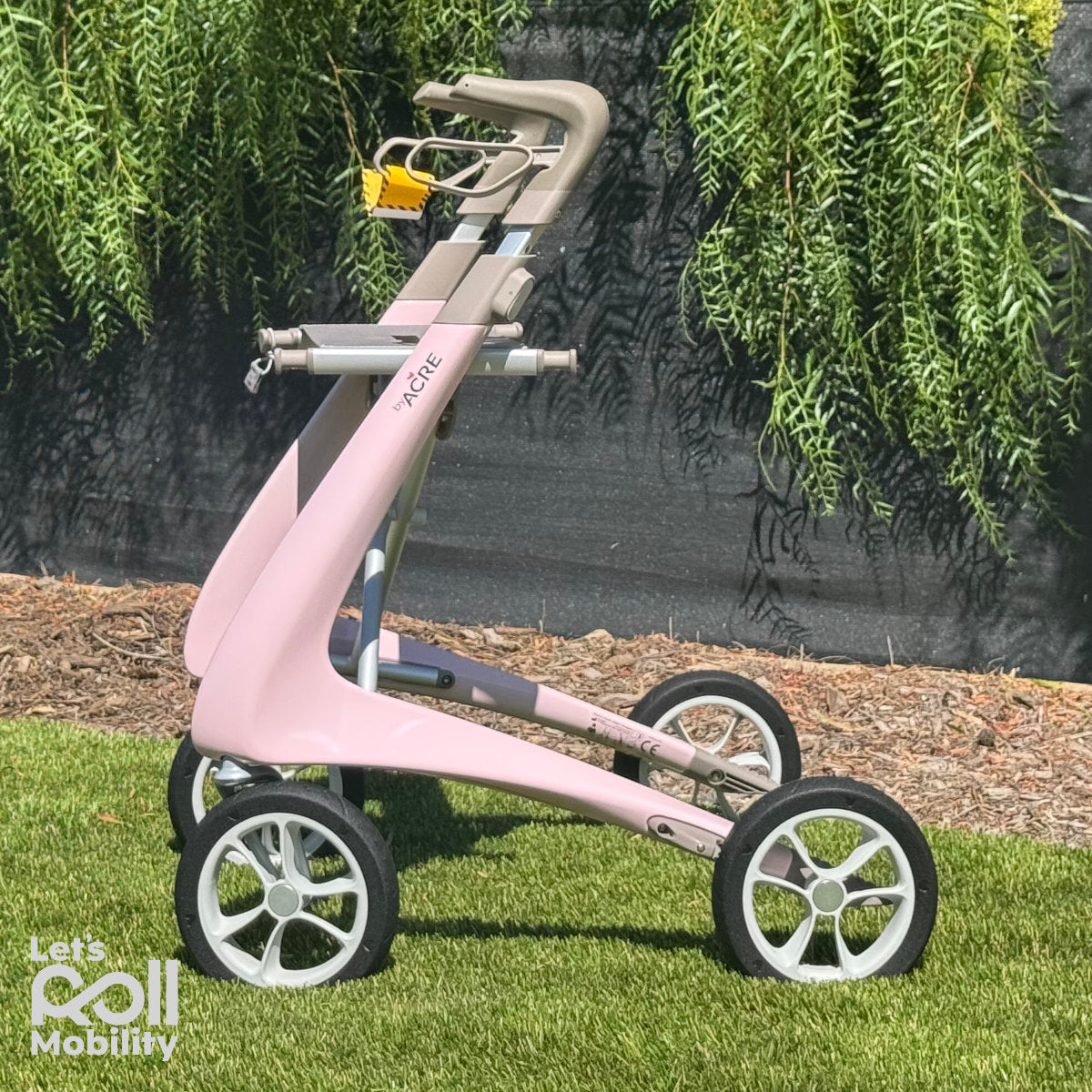 Pale Rose byACRE Ultralight rollator in direct sunlight