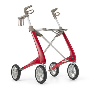 Wide angle image of the cup holder attached to byACRE Ultralight rollator