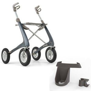 Midnight Blue byACRE Overland Rollator with Cane Holder Bundle 