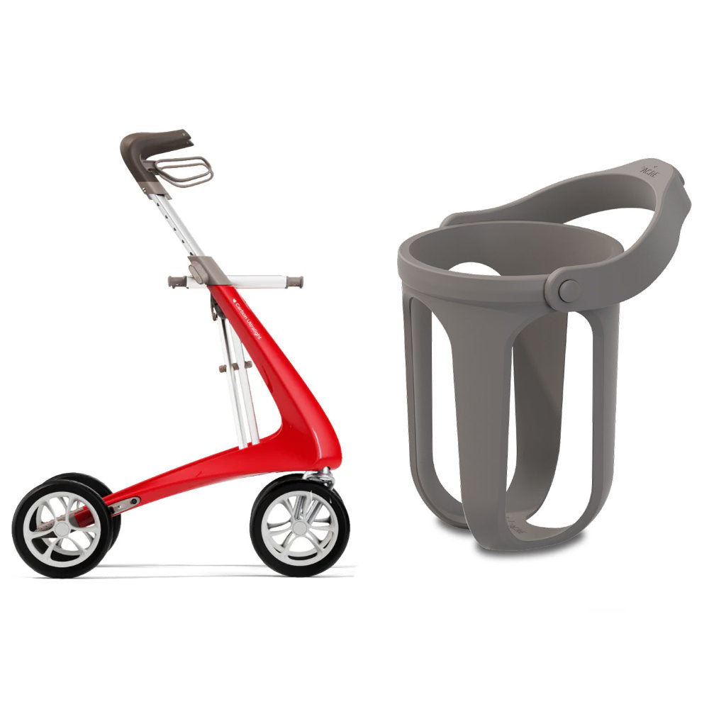 byACRE Ultralight Strawberry Red Walker with Cup Holder Bundle