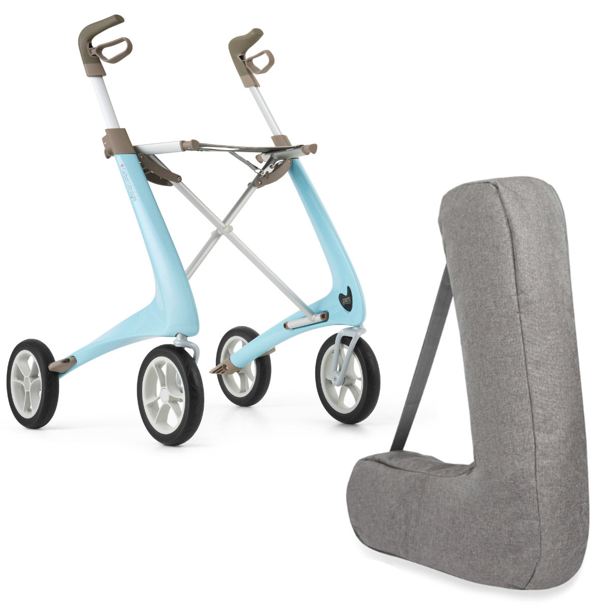 Morning Blue byACRE Ultralight Rollator with travel bag Bundle 