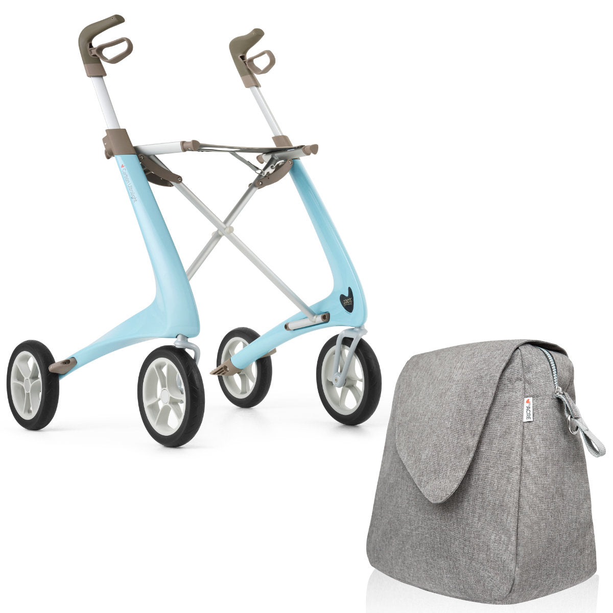 Morning Blue byACRE Ultralight Rollator with weekend bag Bundle 
