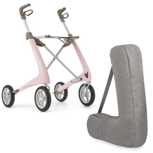 Pale Rose byACRE Ultralight Rollator with travel bag Bundle 