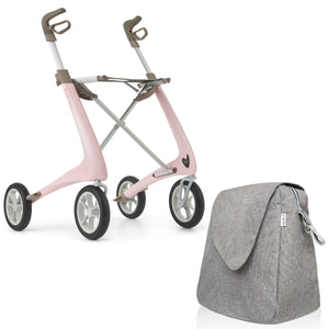 Pale Rose byACRE Ultralight Rollator with weekend bag Bundle 